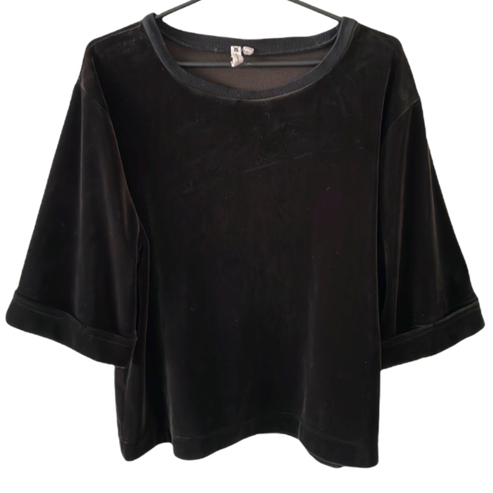 Cable & Gauge Black Velour Oversize Fit Top